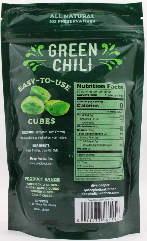 Deep Green Chilli Cubes 200gm