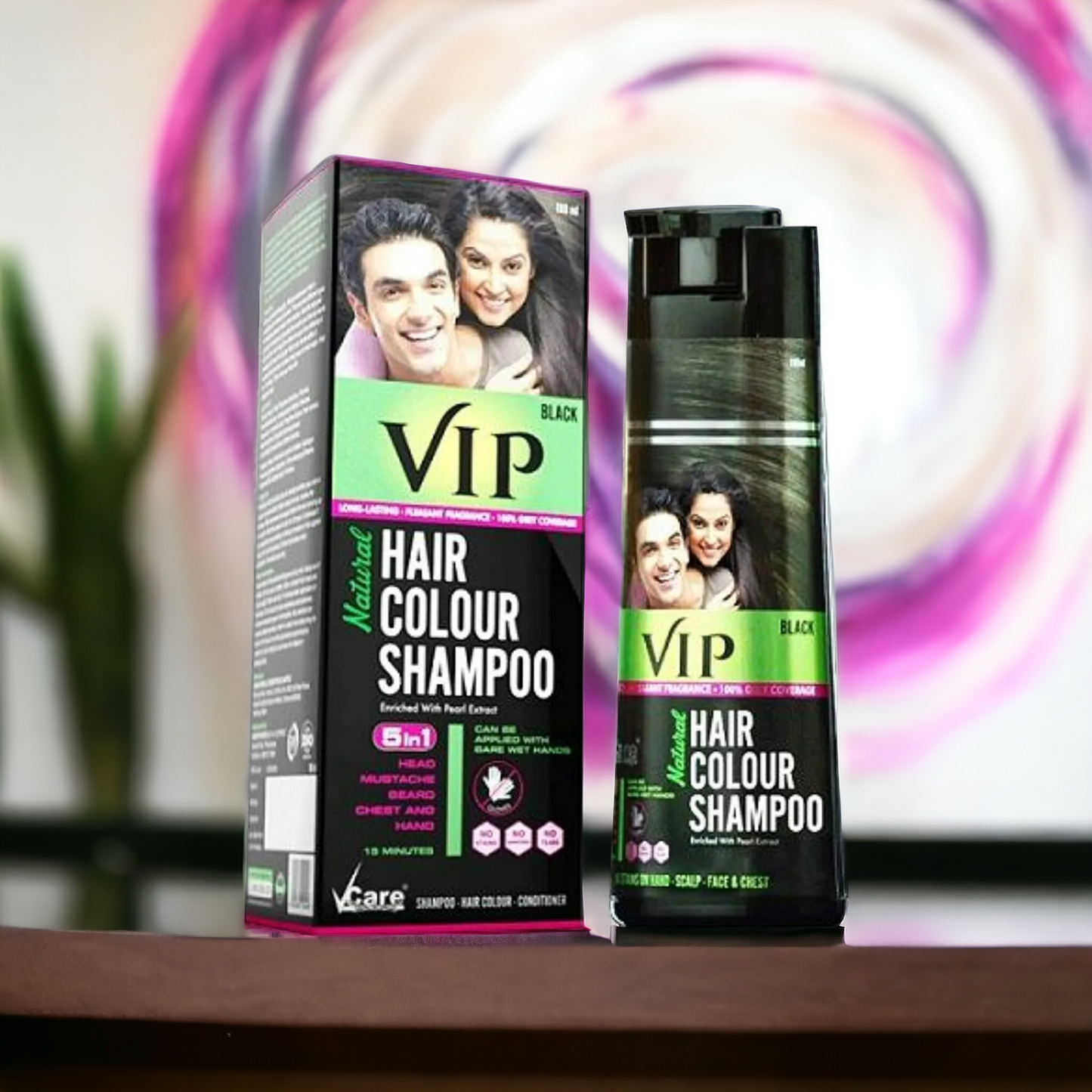 VIP Black Hair Color Shampoo 180ml Bottle