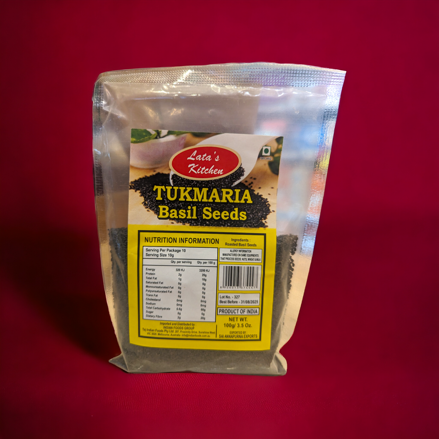 Lata's Kitchen Tukmaria (Basil Seeds) 100gm