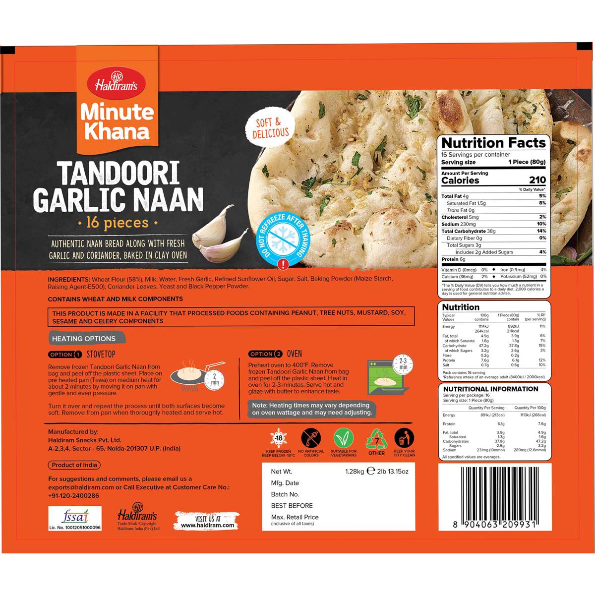 Haldiram Tandoori Naan 1.28kg